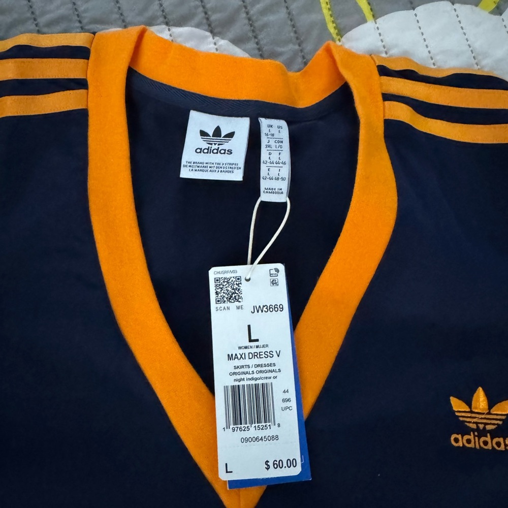 adidas Navy Maxi Dress with Bright Orange Trim